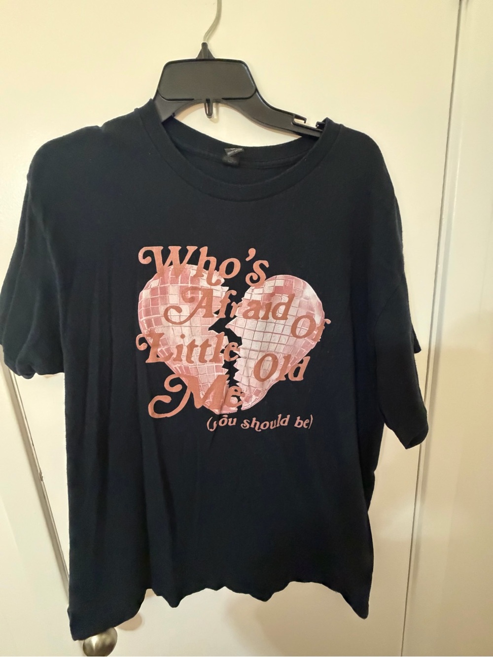 Gildan Black Tee with Pink Broken Heart Graphic